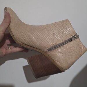 Beige Leather Ankle Boots